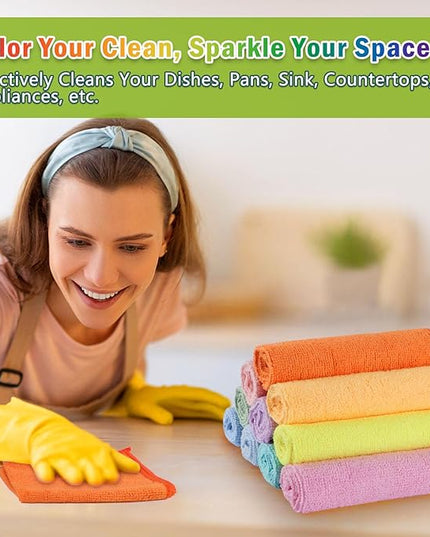 AIDEA Microfiber Cleaning Cloth, 20PK, Colorful Lint-Free Vibrant Cleaning Rags, Microfiber Towels for Cars, Wash Cloths, Dusting Cloth for Home, Window, Cleaning Supplies, 11.5"×11.5"