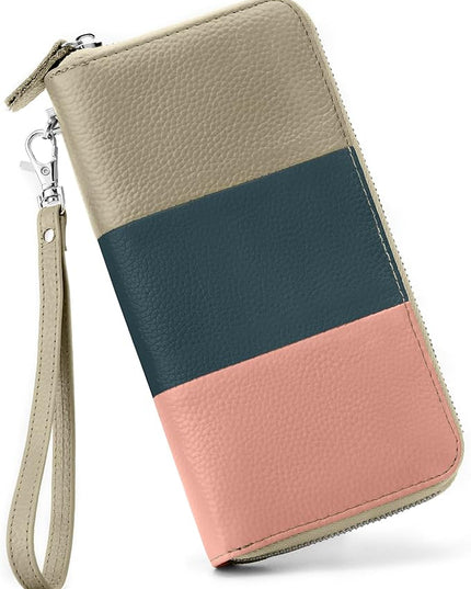 Moflycom Womens Wallet RFID Blocking Genuine Leather Multi Credit Card Large Capacity Zip Around Clutch Travel Purse Wristlet