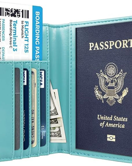 Passport Holder Cover Travel RFID Blocking Passport Cover Rose Gold Cute Flowers Passport Wallet with Elastic Band for Women