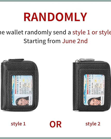 RNIEGA Credit Card Holder Wallet RFID Blocking Leather Small Wallet for Women Double Zipper Wallet with ID Window