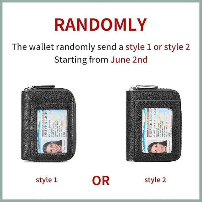 RNIEGA Credit Card Holder Wallet RFID Blocking Leather Small Wallet for Women Double Zipper Wallet with ID Window