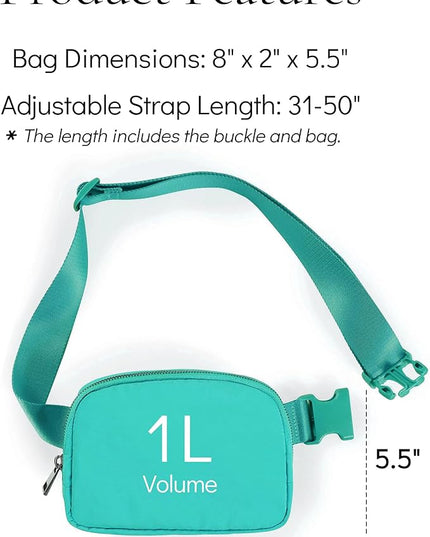 YOSHUYUKI Waist Belt Bag for Women Lulu Dupes Mini Small Crossbody Purse Sling Cute Fashion Waterproof Fanny Pack Over The Shoulder Bags Fashionable Travel Running Belt Pouch Bum Bag Peppermint Green
