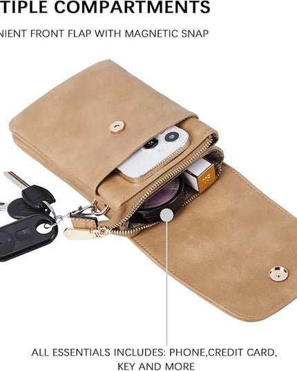 BOSTANTEN Vegan Leather Small Crossbody Bags for Women Designer Cell Phone Bag Wallet Purses Adjustable Strap