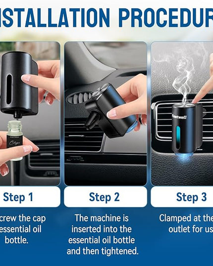 Featwell Car Air Freshener, Three Adjustable Modes Intelligent Car Aroma Diffuser, Rechargeable Car Aroma Diffuser, Black