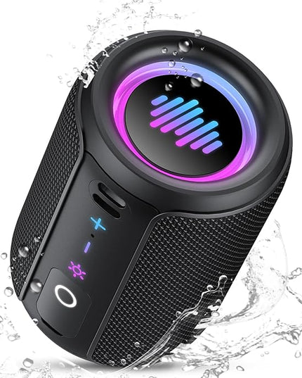 Portable Bluetooth Speaker with Lights, Bluetooth 5.4 Speaker, Powerful Crystal Clear Sound,All Day Playtime,15W Loud Stereo Sound, IPX7 Waterproof,TWS pairing for Outdoor/Home/Party/Travel,Gift Ideas