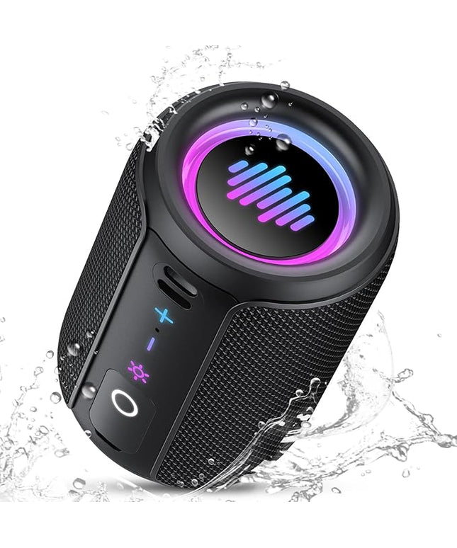 Portable Bluetooth Speaker with Lights, Bluetooth 5.4 Speaker, Powerful Crystal Clear Sound,All Day Playtime,15W Loud Stereo Sound, IPX7 Waterproof,TWS pairing for Outdoor/Home/Party/Travel,Gift Ideas