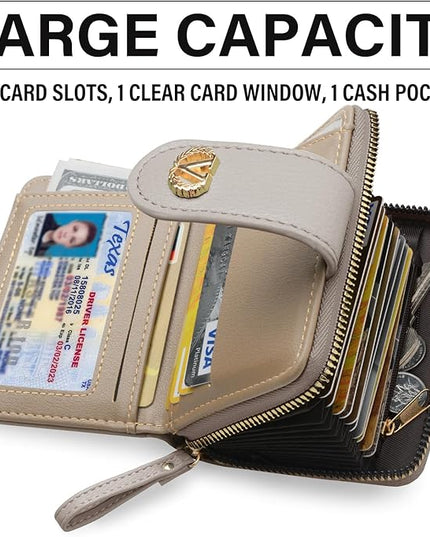 Multi-Purpose Wallet High Capacity Card Holder Zipper Coin Purse with Wristlet Bracelet Keychain Silicone Beaded Bangle Key Ring