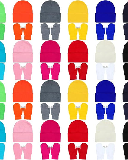 48 Pcs Bulk Winter Knit Beanies Gloves Men Women Warm Beanie Touchscreen Gloves Set Cozy Winter Accessories