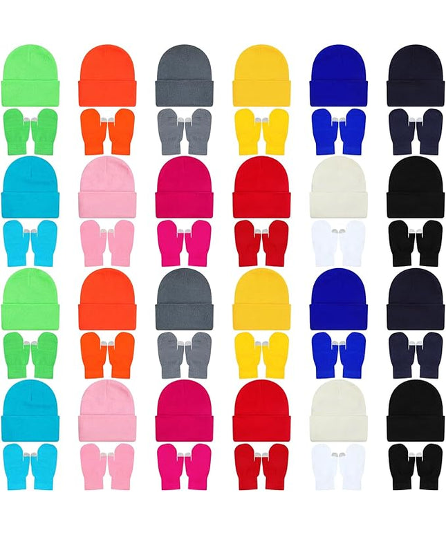 48 Pcs Bulk Winter Knit Beanies Gloves Men Women Warm Beanie Touchscreen Gloves Set Cozy Winter Accessories