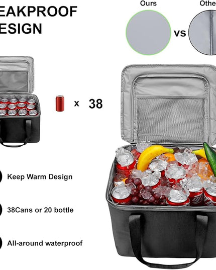 Car Trunk Organizer and Storage with Lid & Removable Leakproof Cooler Bag, Car Accessories 6 Removable Dividers for Custom Space, Collapsible Large Trunk Organizers Interior for SUV Sendan with Cover