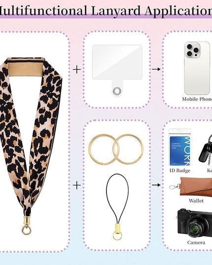 ZOOEASS Phone Lanyard Charm with Tether Tab Neck Lanyards for ID Badges Car Key Women Cute Scarf Keychain Strap Around Neck