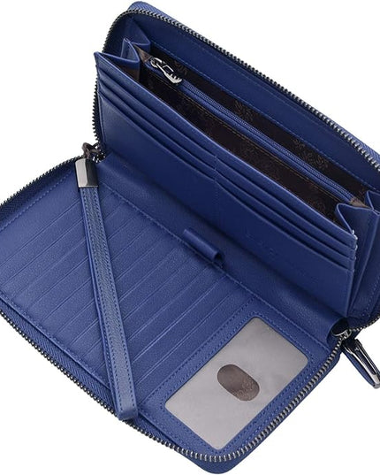 Bveyzi Women RFID Blocking Wallet Leather Zip Around Phone Clutch Large Capacity Ladies Travel Purse Wristlet | RFID Blocking, Zip Around, Large Capacity
