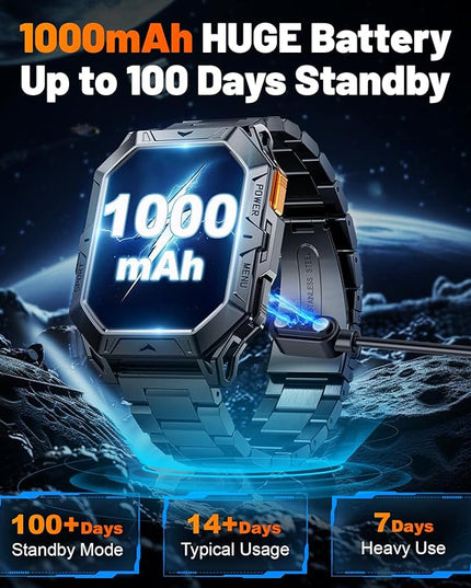 LIGE Military Smart Watches for Men(Answer/Make Calls),100-Day Battery Life,2.13" AMOLED Outdoor Sports Smartwatch with Compass,Heart Rate/Sleep Monitor Fitness Tracker for Android iOS,AI Voice