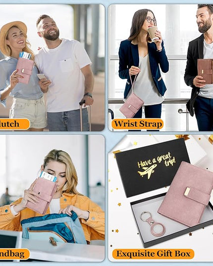 HUANLANG Passport Holder with Airtag for Women/Men, Airtag Passport Wallet for Travel Leather Passport Holder RFID Blocking,Travel Passport Walelt with Credit Card Holder