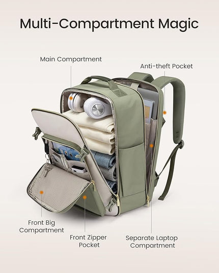 LOVEVOOK 40L Travel Backpack for Women & Men, Airline Approved Carry On Luggage with 3 Packing Cubes, TSA Overnight Bags, Waterproof Personal Item Bag, Weekender Essentials Backpacks fits 17" Laptop