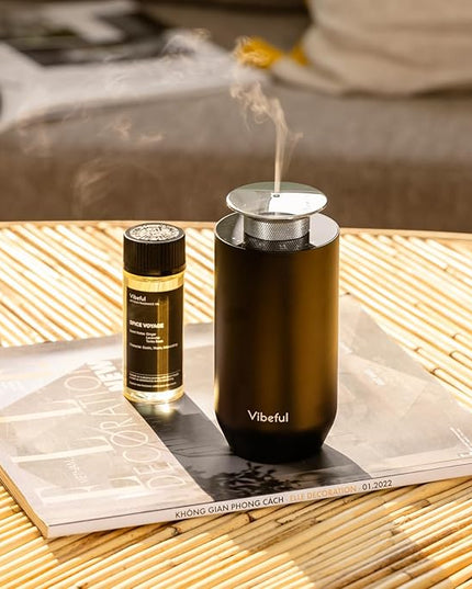 Go Waterless Fragrance Oil Diffuser, Portable Cold Air Scent Machine for Home Office & Car, Cordless Rechargeable Aviation Aluminum Aromatherapy Diffuser with 3 Intensity Levels (Black)