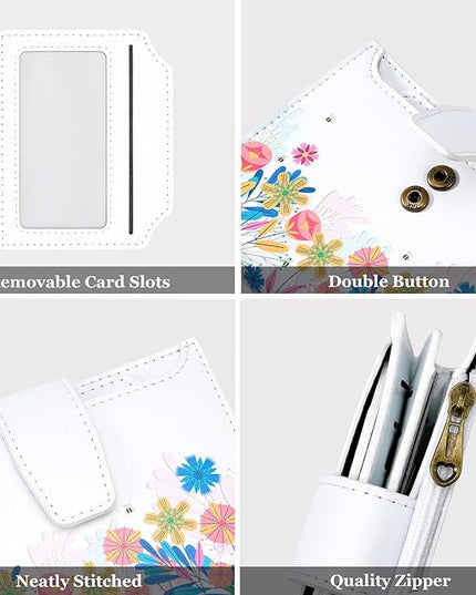 Airkit Small Wallet Women RFID Blocking Leather Bifold Compact Card Holder Wallet for Women with Zipper Coin Pocket 4 ID Window