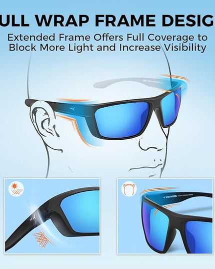 KastKing Huzzah Polarized Sport Sunglasses for Men and Women, Ideal for Driving Fishing Cycling and Running,UV Protection