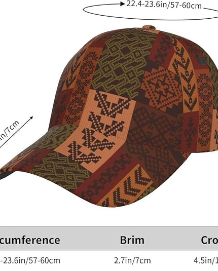 African Ethnic Tribal Style Baseball Cap for Men Women, Fashion Adjustable African Hat Casual Trucker Hats Sun Caps