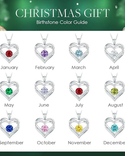 CDE Forever Love Heart Necklaces for Women, Wedding Anniversary, Birthday Mothers Day Christmas Day Gifts for Mom, Mother, Wife, friend, S925 Silver Jewelry with Birthstone Pendant