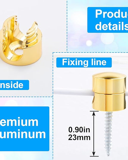 3 Sets Charger Holders for Cords, Gold Adjustable Cable Anchor Holders, Adhesive Metal Cord Clips, Cable Management Wire Organizers for Desk, Office, Nightstand