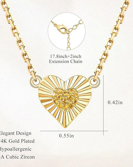 Dainty 14k Gold Heart Necklace, Birthstone Necklace for Women Trendy, Tiny Cubic Zirconia Choker Pendant Necklaces, Cute Love Jewelry Birthday Gifts for Girlfriend Daughter Niece Wife Her