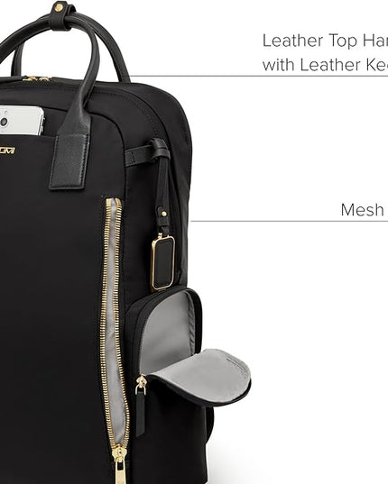 TUMI - Voyageur Atlanta Backpack - Travel Backpack for Women - For Business, Commute - Holds Up to 17" Laptop - Black & Gold Hardware