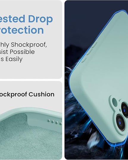 FireNova Designed for iPhone 16 Plus Case, Silicone Upgraded [Camera Protection] Case with [2 Screen Protectors], Soft Anti-Scratch Microfiber Lining Inside, 6.7 inch, Mint Green