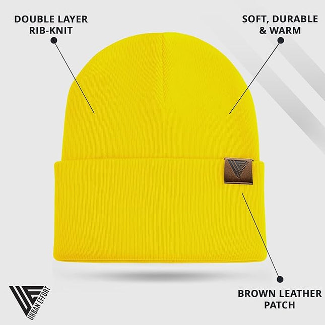 Urban Effort Beanie for Men Women – Warm Acrylic Unisex Knit Winter Hats for Men, Soft Stretch Fit, Classic Streetwear Style