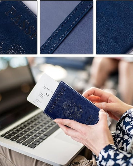 TIGARI Passport Holder for Travel Women Men, Valentines Day Gifts PU Leather Wallet Cover Case Sleeve, Waterproof Protected Document Organizer, Vacation Plane Cruise Travel Essentials