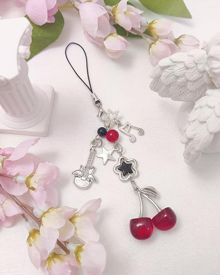 1-4PCS Cute Phone Charms Aesthetic Y2K Cell Phone Charms Strap Pink Strawberry Butterfly Star PhoneCharm Y2K Accessories for Bag Keychain Airpods Camera Pendants Decor