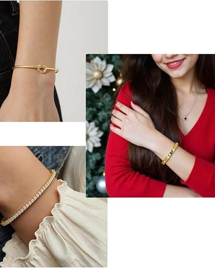 18 K Gold Plated Love Bangle Bracelet Stack Cuff Jewelry for Women Jewelry Set for Women Gift with Box