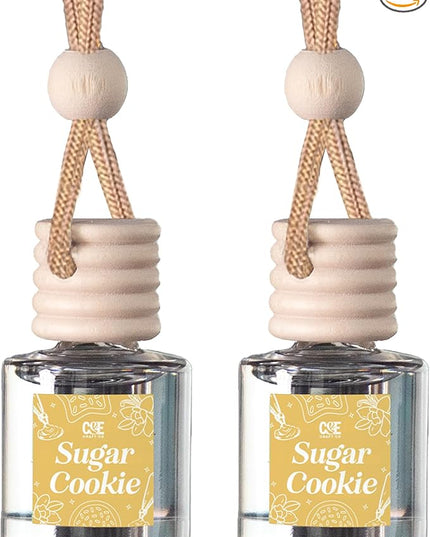 C&E Craft Co Hanging Car Air Freshener Diffuser 2 Pack, Long Lasting Fragrance Oil Car Freshener, Glass Bottle Auto Air Freshener, Made in USA (Sugar Cookie)