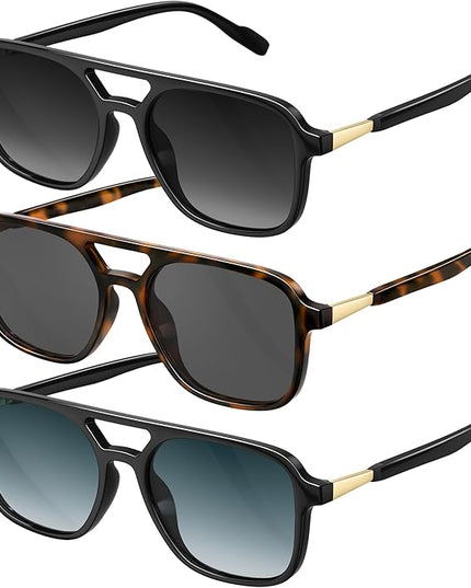 Retro Aviator Sunglasses for Women Men:Polarized Trendy Vintage 70s Rectangle Womens Shades Sun Glasses UV Protection