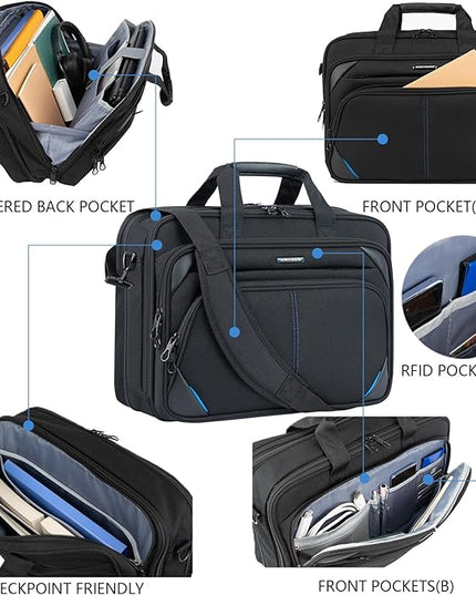 KROSER Laptop Bag 17.3 Inch Premium Laptop Briefcase, Expandable Laptop Shoulder Messenger Bag Durable Computer Case