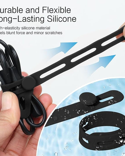 Donruby 24Pcs Silicone Cable Ties - Reusable & Washable with Locking Buckles, Adjustable Fastening Cable Management Straps, Multi-Purpose High Elasticity Cord Organizer (Black & White)