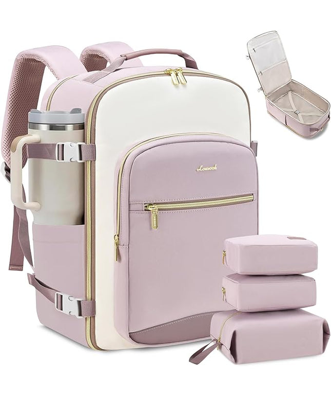 LOVEVOOK 40L Travel Backpack for Women & Men, Airline Approved Carry On Luggage with 3 Packing Cubes, TSA Overnight Bags, Waterproof Personal Item Bag, Weekender Essentials Backpacks fits 17" Laptop