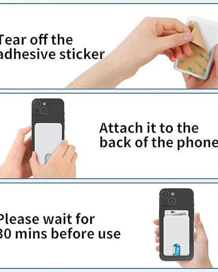 Senose 4 Pack Phone Card Holder - Stick On Credit ID Card Pouch Sleeve for Back of Phones 4.7 Inch and Above