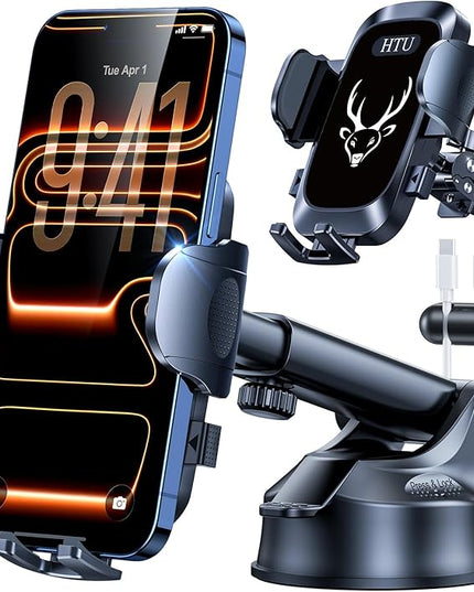 【98+LBS Strongest Suction & Military-Grade】Ultimate Car Phone Mount【Patent & Safety Cert】 Cell Phone Holder Truck Stand for Dashboard Windshield Vent for iPhone 17 Pro Max 16 15 Samsung,Graphite Black