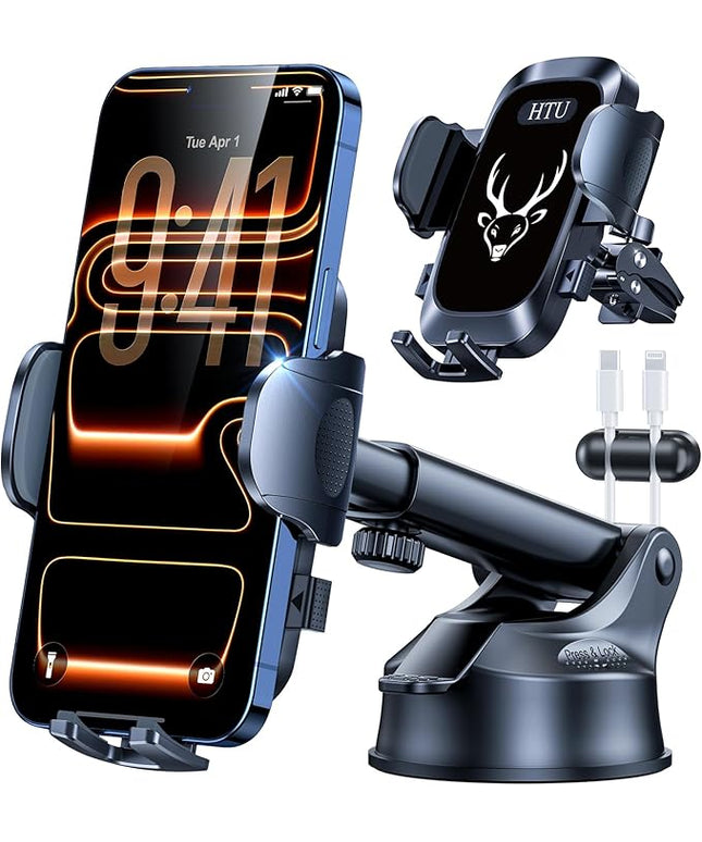 【98+LBS Strongest Suction & Military-Grade】Ultimate Car Phone Mount【Patent & Safety Cert】 Cell Phone Holder Truck Stand for Dashboard Windshield Vent for iPhone 17 Pro Max 16 15 Samsung,Graphite Black