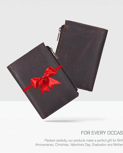 Oak Leathers Wallet For Women Full Grain Leather - Small RFID Coin Purse Credit Card & ID Holder for Ladies,Bifold Wallets for Teenager | Small, RFID, Coin Purse, for Ladies, for Teenager