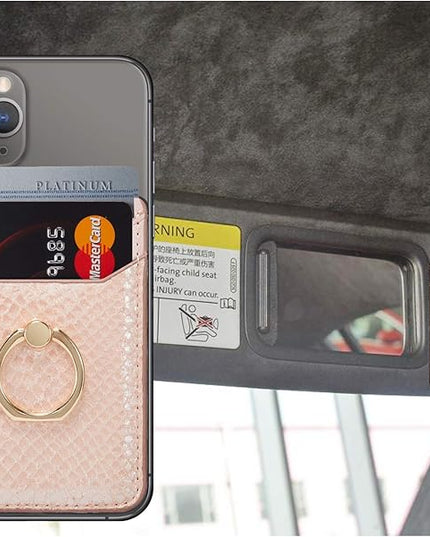 BIAJIYA Phone Card Holder RFID Leather Wallet Credit Adhesive Cell Case Stick-on Card Holder for Women and Men Back of Phone for Most of Smartphones