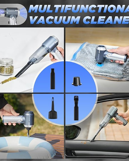 Saker Car Vacuum Cleaner 17000PA Foldable Mini Handheld Vacuums Portable Cordless with Brushless Motor for Gifts, Hair,Cars,Bedrooms,Offices Cleaning HL132 Silver