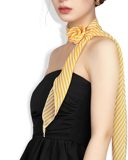 Chiffon Scarf for Women, Removable Flower Neck Scarf Light Soft Fashion Rose Scarves Versatile Headband or Hair Band