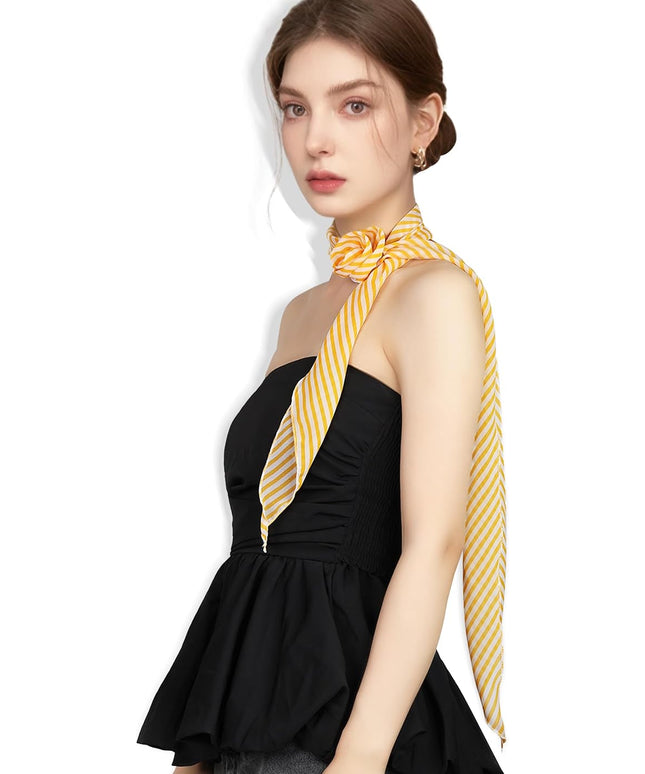 Chiffon Scarf for Women, Removable Flower Neck Scarf Light Soft Fashion Rose Scarves Versatile Headband or Hair Band