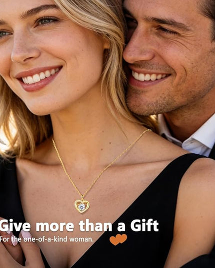 Promise Necklace for Her, 2CT Moissanite Infinity Heart Pendant for Women, Romantic I Choose You Gift to Girlfriend Wife from Boyfriend Husband, Ready to Gift Box Included, Gifts for Christmas Valentine's Day Birthday Anniversary
