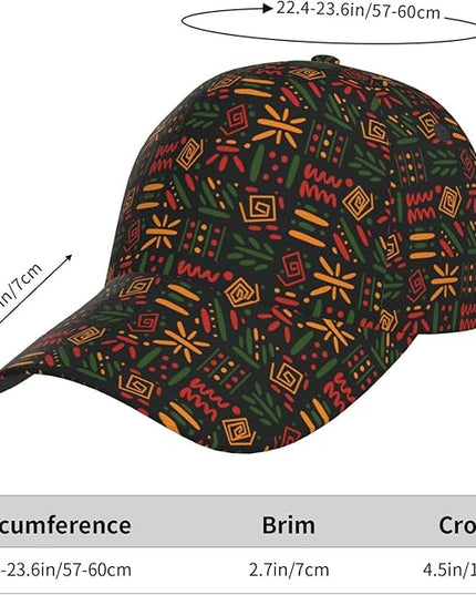 African Ethnic Tribal Style Baseball Cap for Men Women, Fashion Adjustable African Hat Casual Trucker Hats Sun Caps