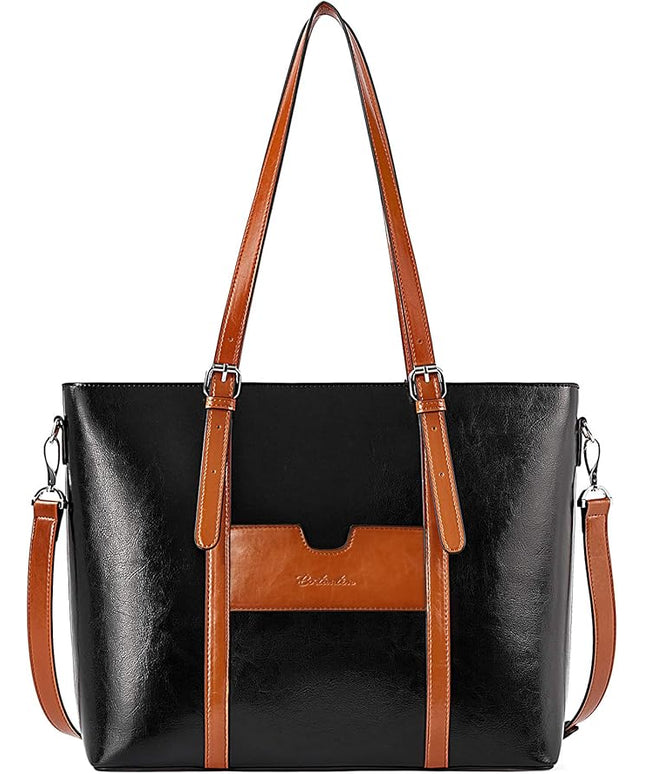 BOSTANTEN Leather Laptop Bag Work Tote for Women Shoulder Handbag Briefcase 15.6 inch Satchel Computer Bag