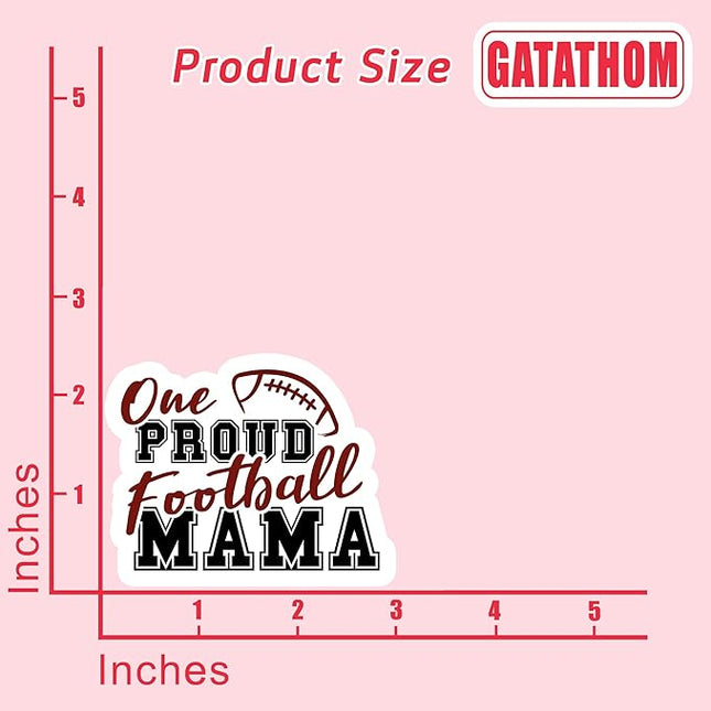 (3PCS) One Proud Football Mama Sticker Football Mom Football Accessories Football Stickers Football Decal, Waterproof Vinyl Decal for Book Laptop Tumbler Scrapbook Water Bottle Phone Case, 3" x 2.4 "