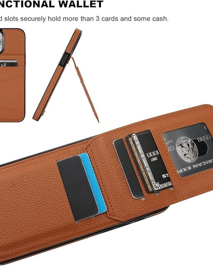 KIHUWEY Compatible with iPhone 13 Pro Max Case Wallet with Credit Card Holder, Premium Leather Magnetic Clasp Kickstand Heavy Duty Protective Cover for iPhone 13 Pro Max 6.7 Inch (Lichee Light Brown)